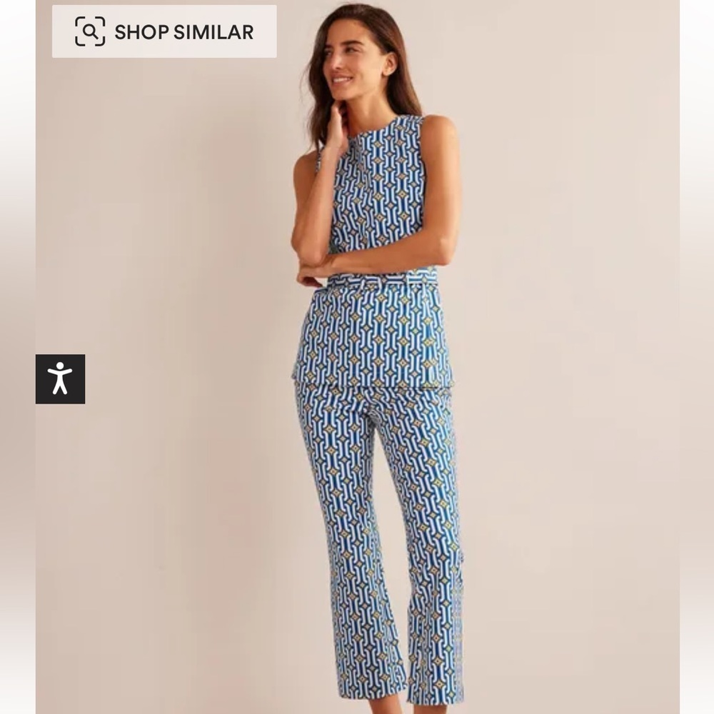 Boden Belted Co-ord Top geometric